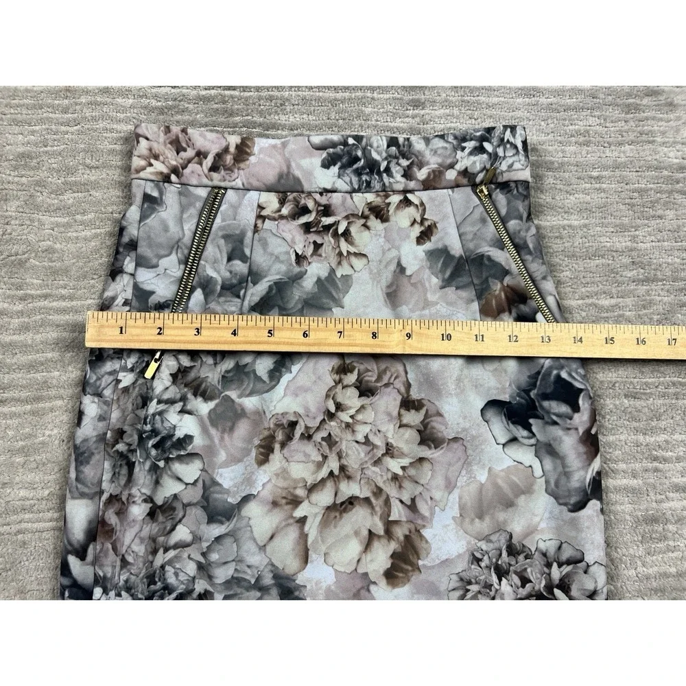 H&M Pencil Skirt Women 4 Multicolor Floral Pleated‎ Pockets Mini Lined Fitted